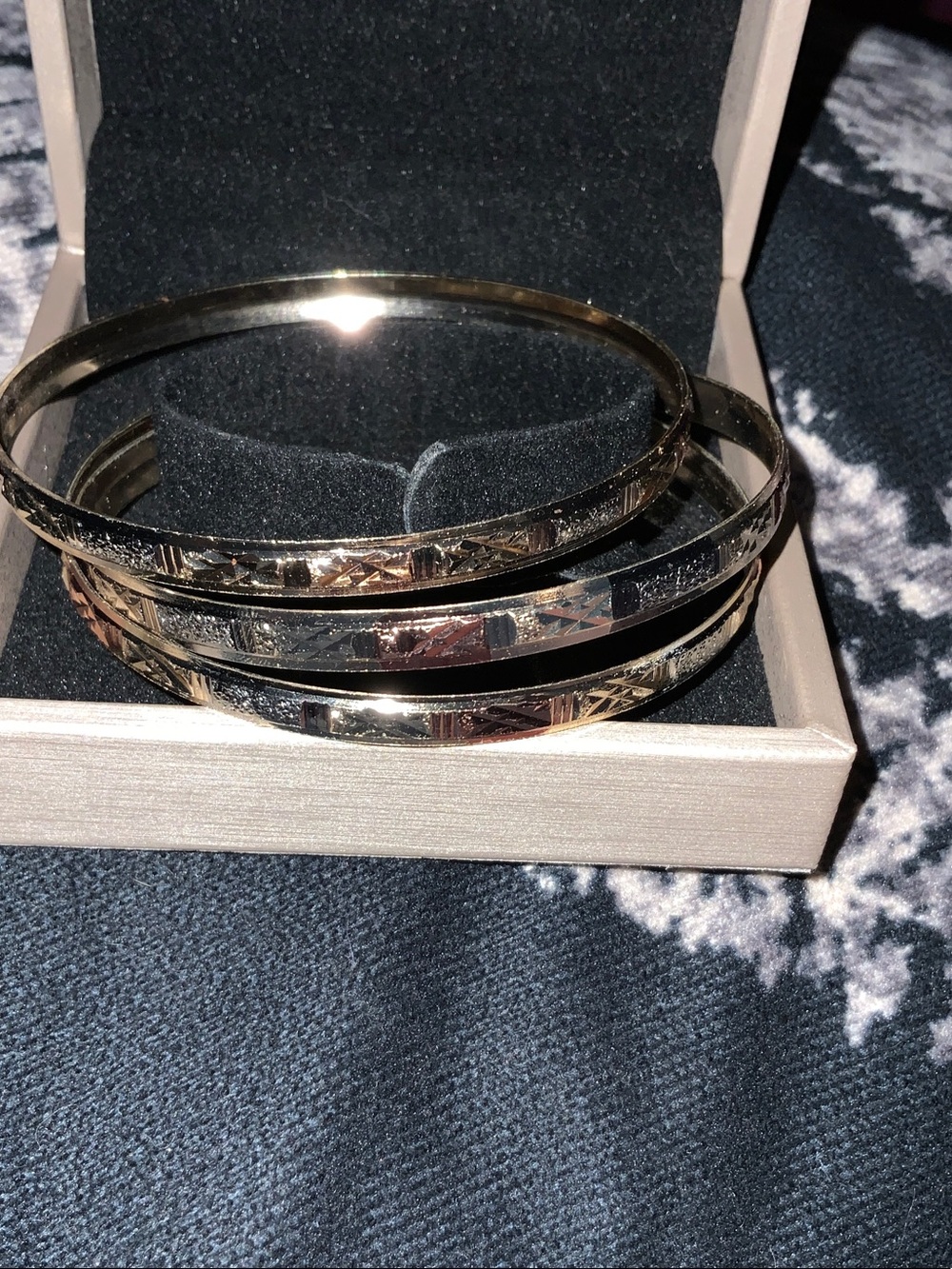 Elegant Gold-Tone Textured Bangle Set for Women